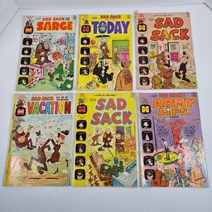 Vintage Sad Sack Comic Book Lot of 6 Harvey Comics George Baker Bronze Age 1970s